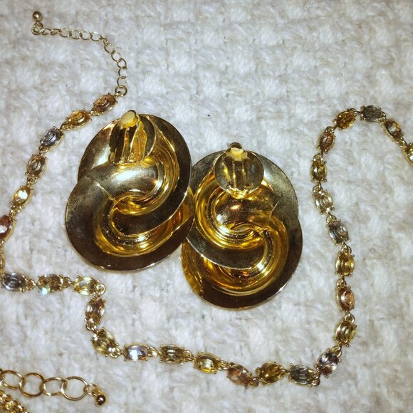 Jewelry Lot Gold-Tone Layered Necklaces Maximalist Statement Earrings+ Bundle - Picture 9 of 11